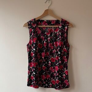 Semantiks Black Camisole with Pink Floral Pattern
